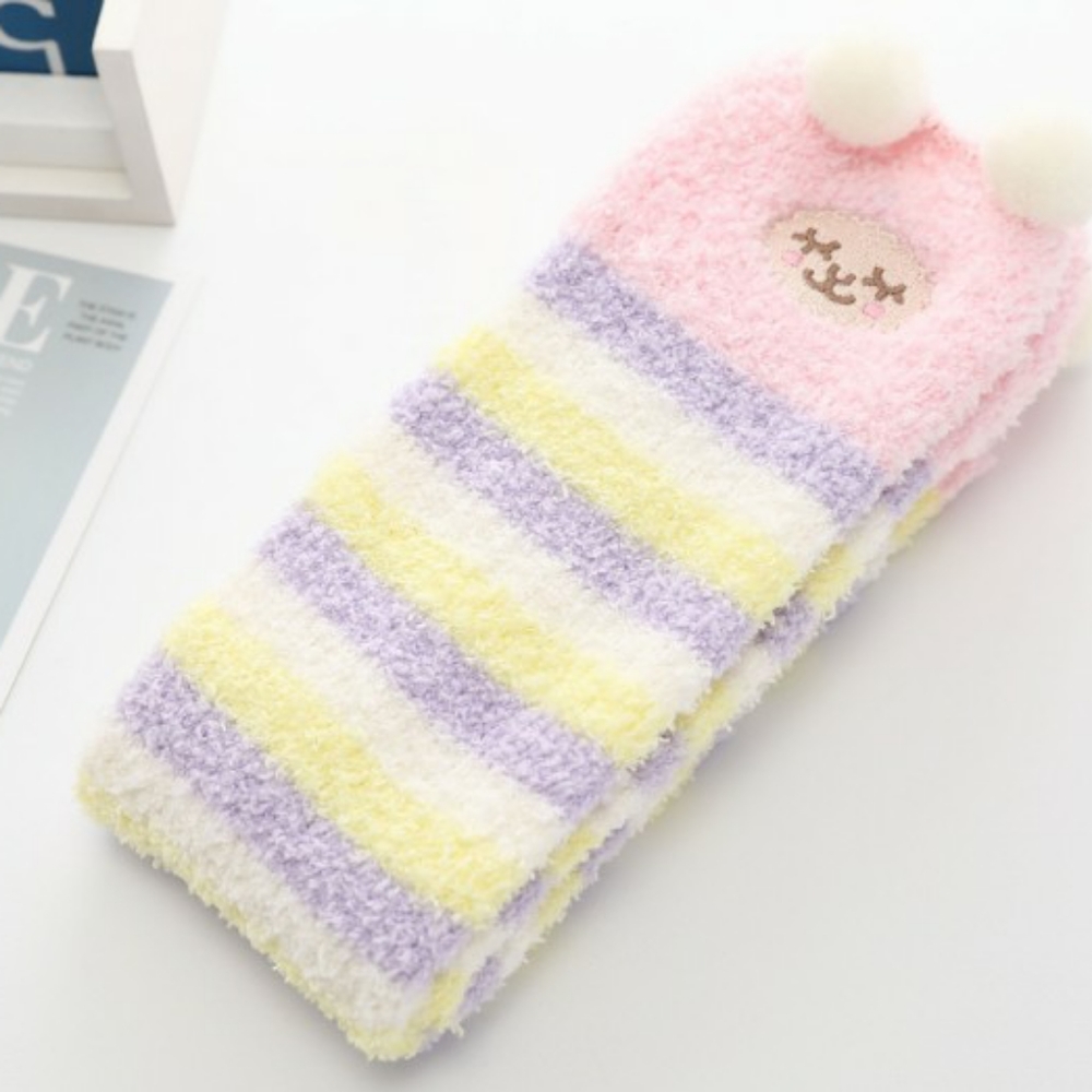 Fluffy Winter Socks Cute COLORFUL STRIPES LLAMA
